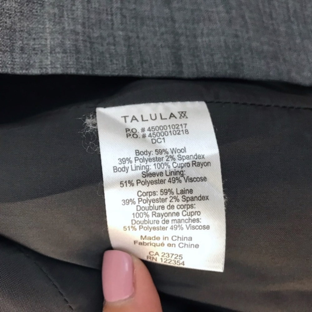 Aritzia Talula Exeter Gray Wool Blazer - Size 4 - Picture 6 of 7